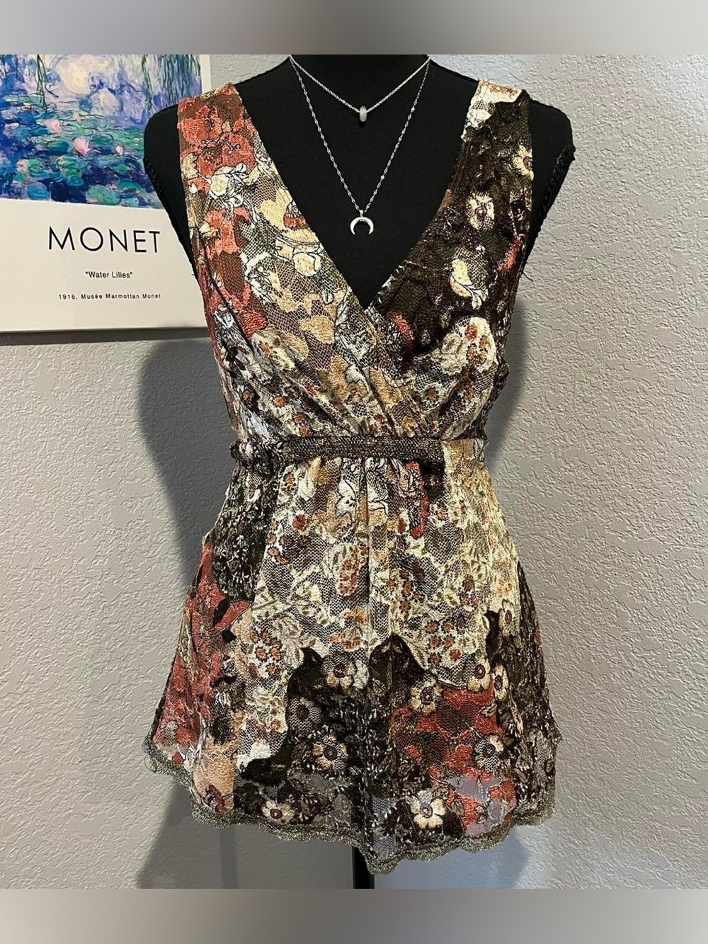 Y2K Multicolored Floral Lace Babydoll Tank Top